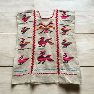 NWT Authentic Huipil Cinateco Hand Embroidered Top Size Small